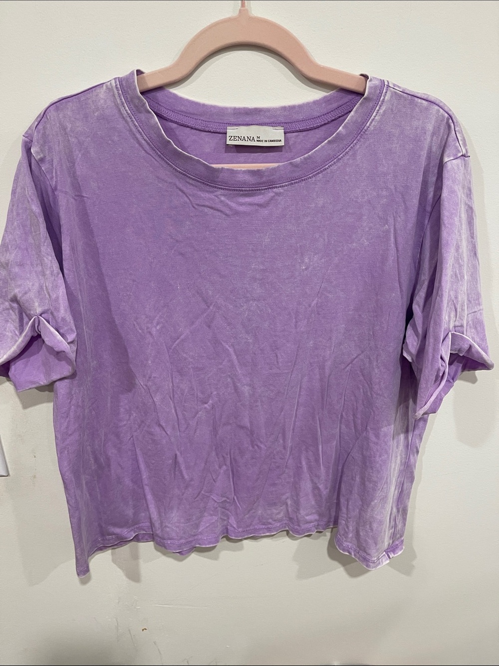 Zenana Outfitters Washed Lavender Short Sleeve Tee